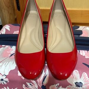 Dune London Bracket Red Patent Leather Pumps